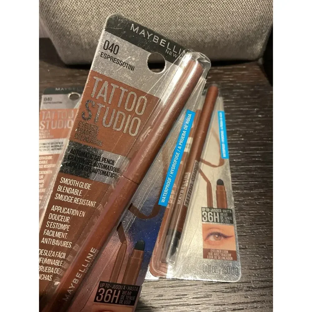 Maybelline Tattoo Studio Gel Pencil EYELINER 40 ESPRESSOTINI Waterproof HTF X4